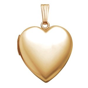 Solid 14k Yellow Gold Classic Heart Photo Locket