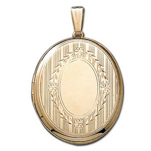 Solid 14k Yellow Gold Large Oval Photo Locket