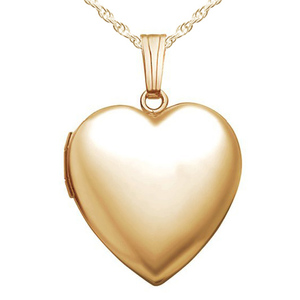 Solid 14K Yellow Gold Classic Heart Photo Locket