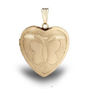 14K Gold Filled Yellow  Butterfly  Heart Locket