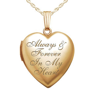 14k Yellow Gold Always   Forever In My Heart Photo Locket