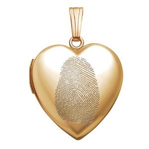 Yellow Gold Fingerprint Heart Locket