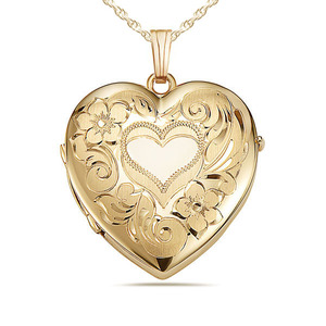 Yellow Gold Floral Heart 4 Photo Locket