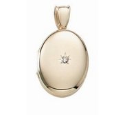 Solid 14k Premium Weight Yellow Gold Oval with Center Diamond Picture Locket
