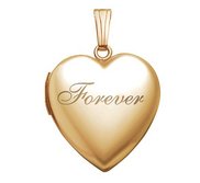 Solid 14K Yellow Gold Forever Heart Photo Locket