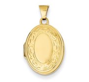 14k Yellow Gold Floral Oval Photo Locket