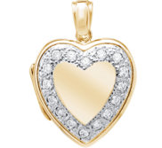 Solid 14K Yellow Gold Premium Weight Diamond Photo Locket
