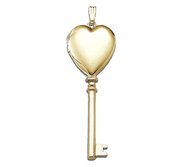 Solid 14K Yellow Gold Key Heart Photo Locket