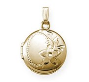 14k Gold Filled Small Floral Round Locket