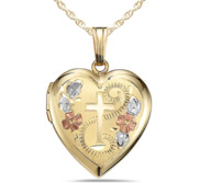 PicturesOnGold.com Solid 14K Yellow Gold Sweetheart with Cascade of Hearts Locket 