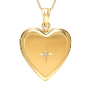 Solid 14k Heart Photo Locket with Genuine Diamond