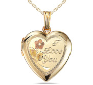 Solid 14k Yellow Gold I Love You Heart Photo Locket