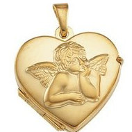 14k Premium Weight Yellow Gold Heart With Diamonds Picture Locket