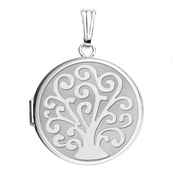 PicturesOnGold.com 14k White Gold Mom and Son Locket 3/4 Inch X 3/4 Inch in Solid 14K White Gold 