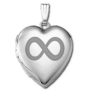 14k White Gold Infinity Heart Photo Locket