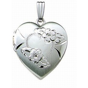 14k White Gold Heart Photo Locket