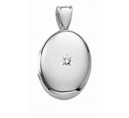 14k White Gold Premium Oval Locket with Diamonds