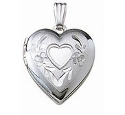 14k White Gold Small Heart Photo Locket