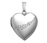 14k White Gold Cascade of Hearts Photo Locket