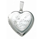 14k White Gold I Love You Heart Photo Locket