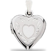 14K White Gold Small Heart Photo Locket