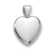 14k White Gold Premium Weight Heart Picture Locket