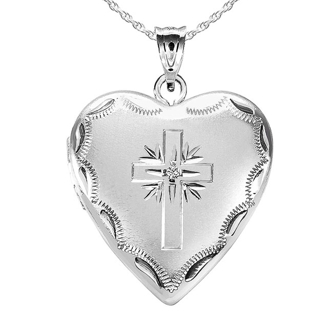 3/4 Inch X 1 Inch Sterling Silver with Engraving PicturesOnGold.com Sterling Silver Oval and CZ Locket 