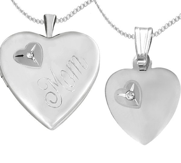 Sterling Silver Heart Diamond 