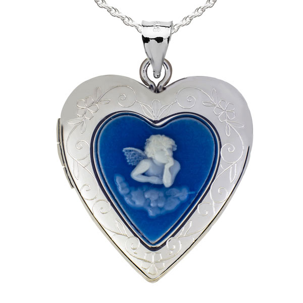 ZARD Angel Wings Opening Heart Locket Pendant Necklace in Cubic Zirconia  Accent | eBay