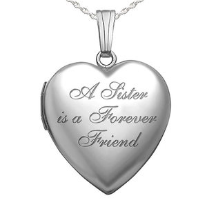 Sterling Silver A Sister is a Forever Friend Heart Photo Locket