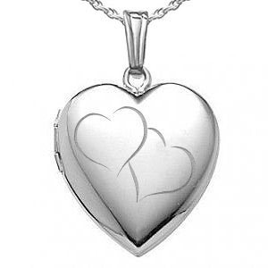 Sterling Silver Double Heart Photo Locket