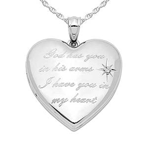 Sterling Silver  God has you    Diamond Heart Photo Locket