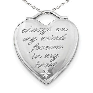 Sterling Silver   Always on my mind  Forever in my heart   Heart Photo Locket