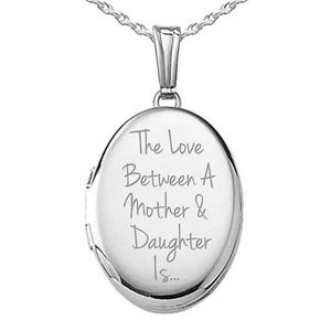 Sterling Silver The Love Between A Mother   Daughter Is    Oval Photo Locket