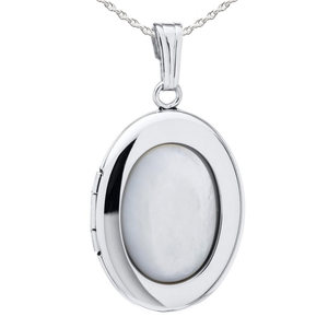 Sterling Silver Mother of Pearl Oval Photo Locket