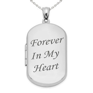 Sterling Silver Forever In My Heart Dog Tag Photo Locket