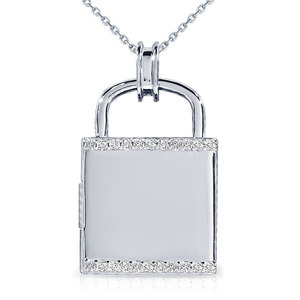 Exclusive Sterling Silver CZ Padlock Photo Locket