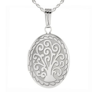 Sterling Silver Tree of Life Oval Photo Locket