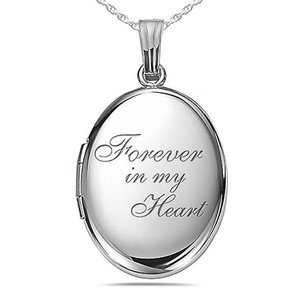 Sterling Silver Forever In My Heart Oval Photo Locket