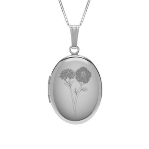 Personalized Birth Flower Oval Locket