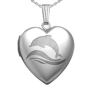 Sterling Silver Dolphin Heart Photo Locket