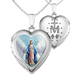 Sterling Silver Miraculous Heart Photo Locket