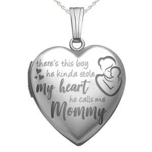 Sterling Silver   He Calls Me Mommy   Heart Photo Locket