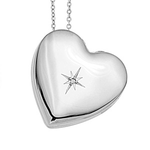 Sterling Silver Sideways Cubic Zirconia Heart Photo Locket
