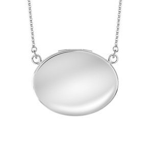 Sterling Silver Sideways Plain Oval Photo Locket with Chain Included