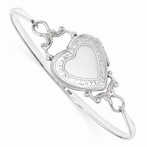 Sterling Silver Bangle Bracelet Heart Photo Locket