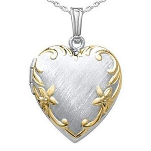 Sterling Silver   Gold Tone Heart Photo Locket