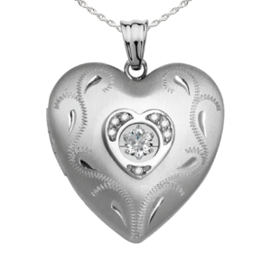 Sterling Silver   Dancing Diamond  Heart Photo Locket