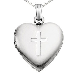 Sterling Silver Cross Heart Photo Locket
