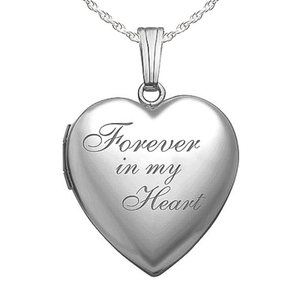 Sterling Silver  Forever In My Heart  Heart Photo Locket